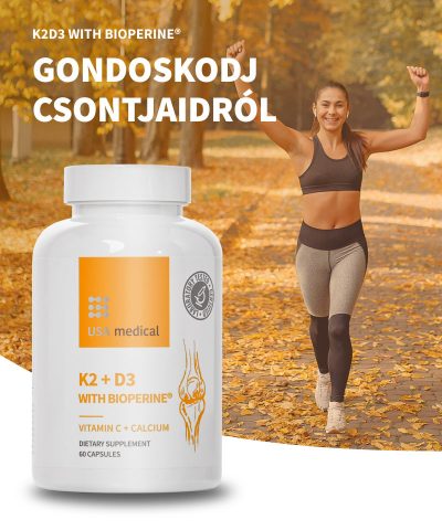   USA medical K2 + D3 kapszula Bioperine feketebors kivonattal | 60 db
